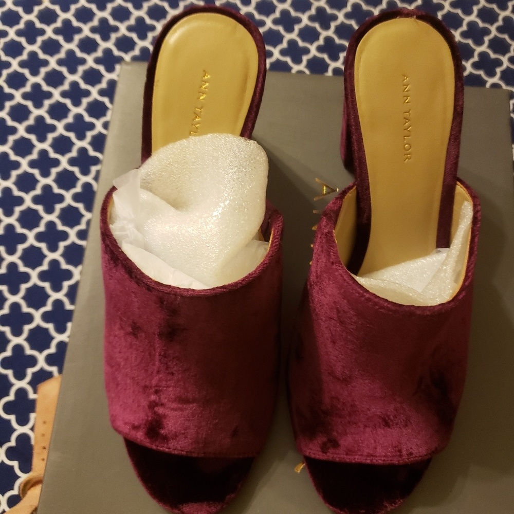 Burgundy ann Taylor mules shoes